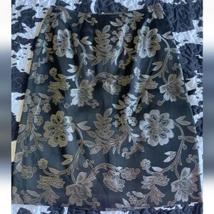 Lilly Pulitzer Size 0 Vintage Floral Brocade Skirt Black Silver
